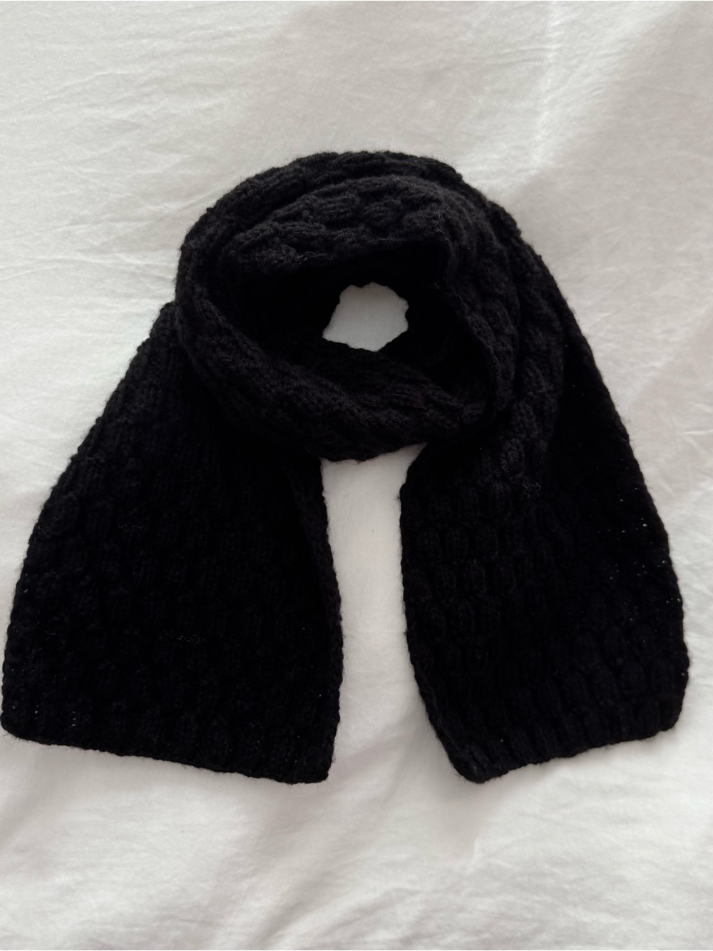 Handmade Thick Black Knitted Scarf